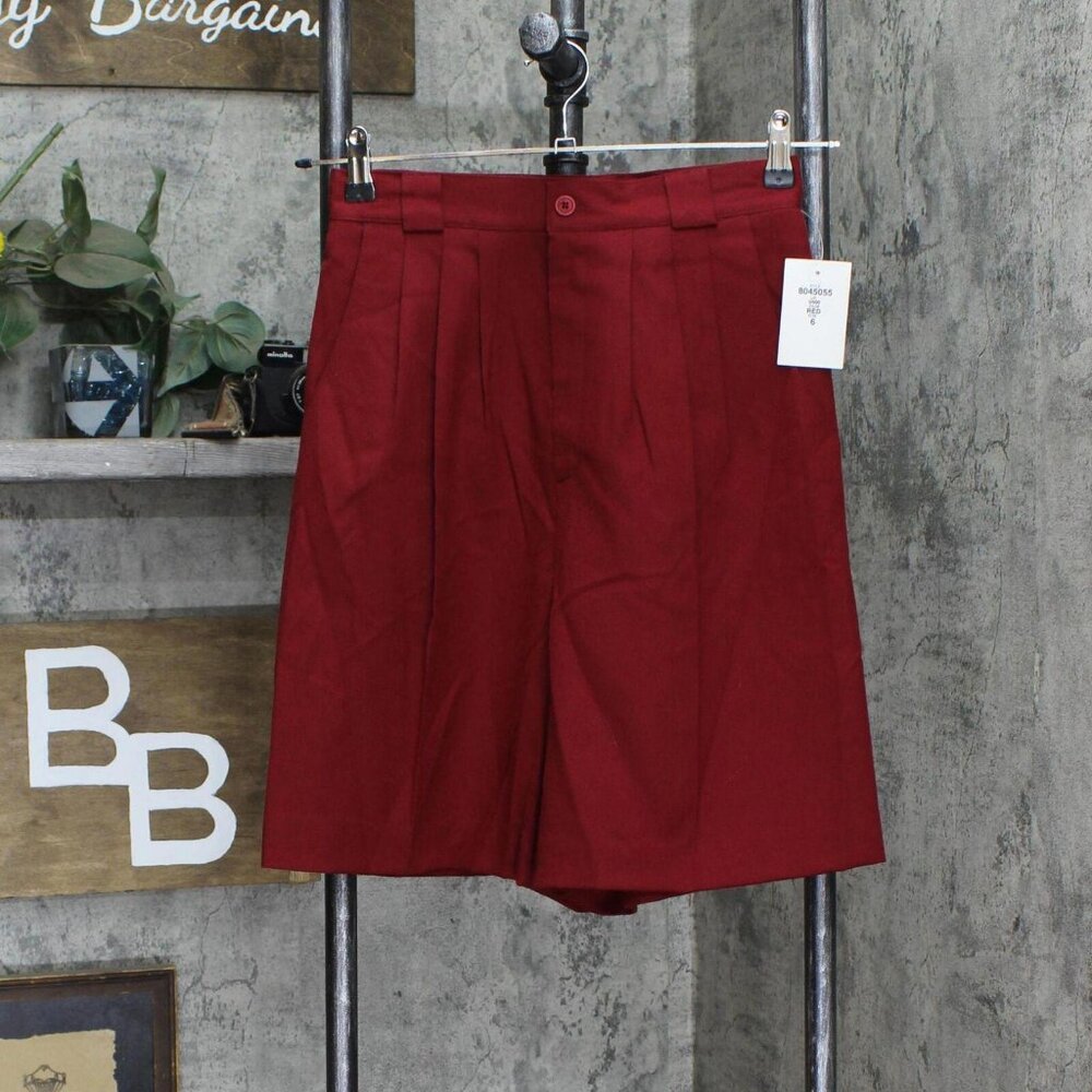 NWT David N. Womens Vintage 100% Wool Pleated Dress Shorts 8045055 6 Red
